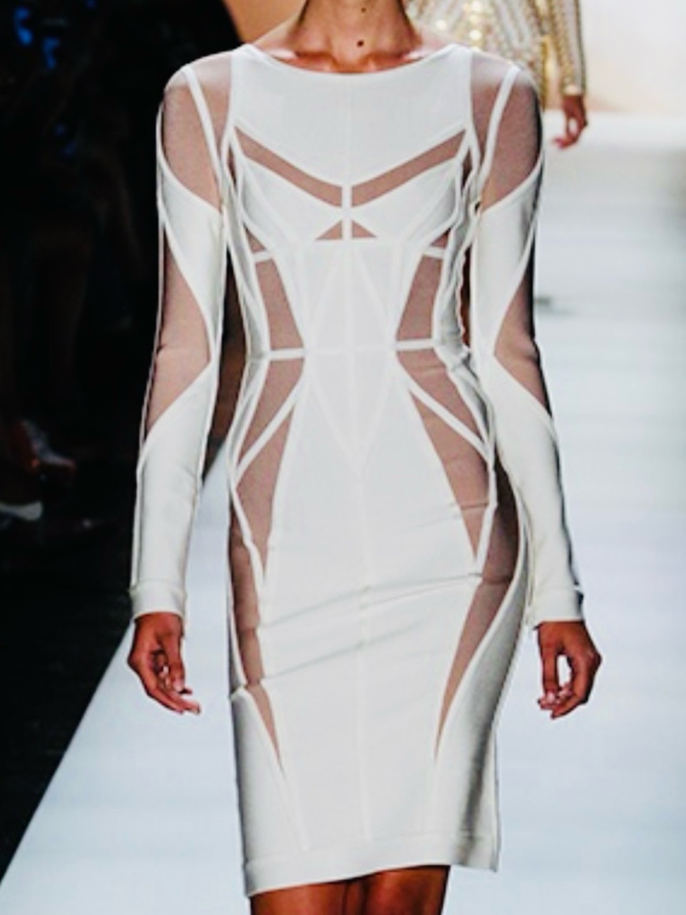 HERVE LEGER RUNWAY ANGELIQUE TWO-TONE BANDAGE DRESS SZ S - Picture 9 of 9